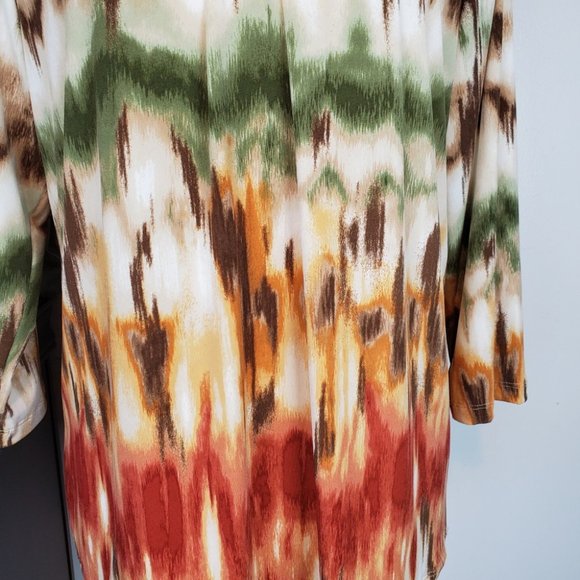 Alfred Dunner Fall Colors 3/4 Sleeve Pullover Watercolor Top With Studding S - Picture 3 of 7